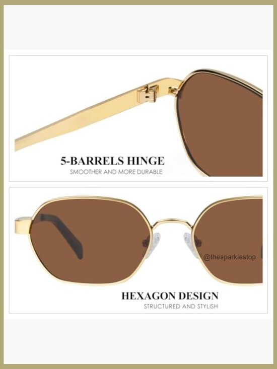 Metal Hexagon Retro Sunglasses with UV400 Protection